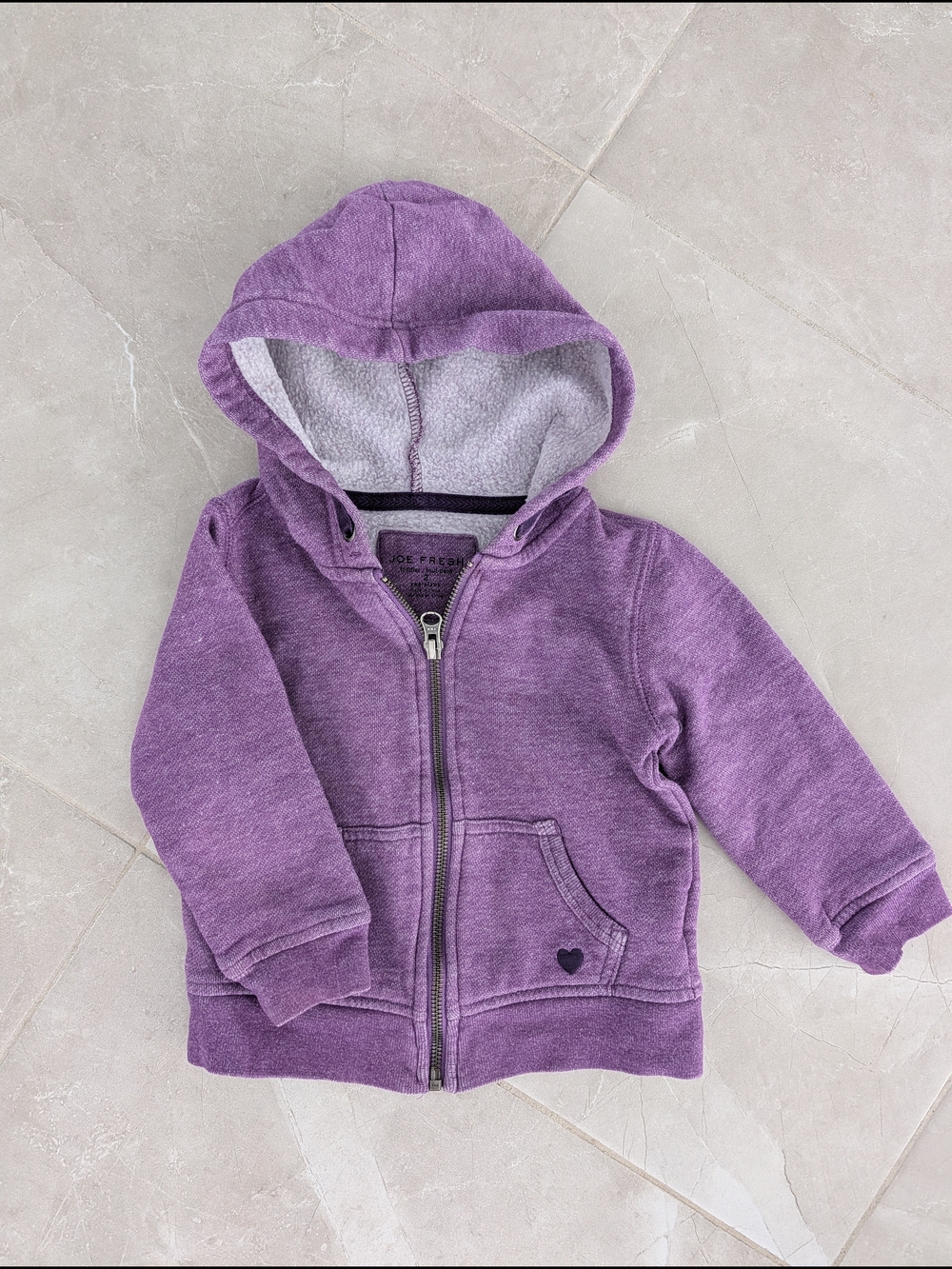 4/$20 Joe Fresh Purple Heathered Zip-Up Hoodie 2T